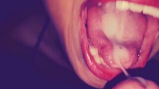 Sensual Mexican blowjob at the end receives semen discharge and her beautiful and sexy bitch mouth