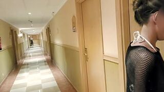 Mila Lewis wiggling her sexy booty to her hotel wearing a sexy thong bikini