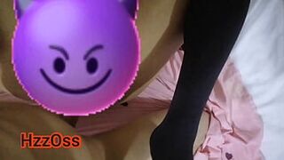 Piercing a very sexy woman's anus and ending on her buttocks