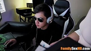 Stepsister bribes her nerdy gamer stepbro with sex