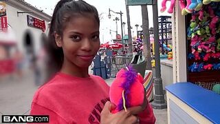 Barely legal Ebony teen Nia Naccis tight pussy gets stretched