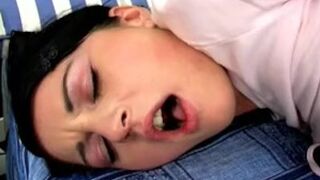 Busty babe gets deep anal and pussy fuck from a dude after masturbating with a toy