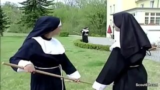 Horny nun is secretly deflowered by the craftsman