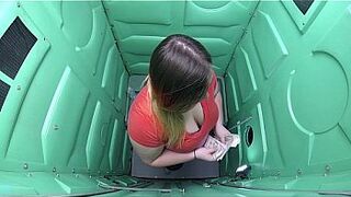 Bitch sucks cock in shitter