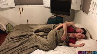 Stepson and stepmom get in bed together and fuck while visiting family - Erin Electra