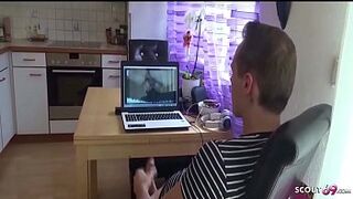 German Step Sister Kitty caught him jerk and help with Anal