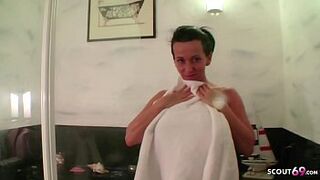 Step Son can watch German Big tits Mom in Shower