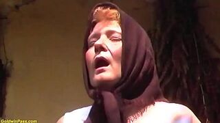 chubby 74 years old hairy bush granny gets deep doggystyle outdoor fucked by her big dick toyboy