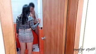 She spies on me while I take a bath and I end up fucking her: I'm naked in the bathroom and she comes in to suck my big hard cock, I put it doggy style before they arrive and catch us