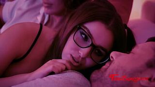 Nerdy Gothic Stepdaughter Commences Threesome