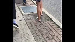 Walking behind wife